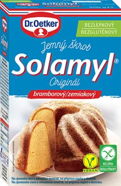 Balení bramborového škrobu Solamyl bez lepku od značky Dr. Oetker, hmotnost 200 g