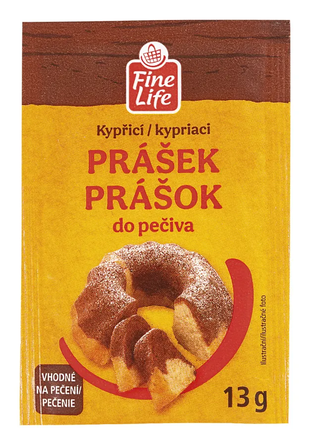 Kypřicí prášek do pečiva Fine Life, balení 13 g, bílý sáček s logem značky