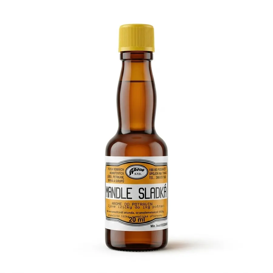 Lahvička aroma do potravin Aroco s příchutí sladké mandle, objem 20 ml