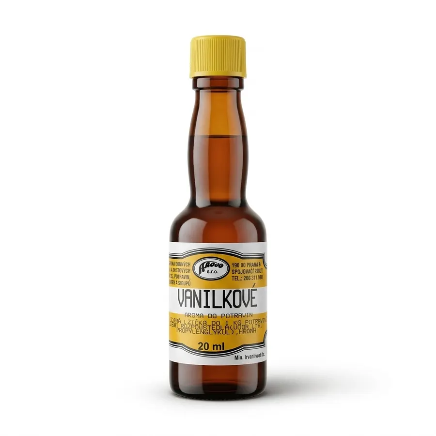 Lahvička vanilkového aroma do potravin Aroco, objem 20 ml, tekutá konzistence