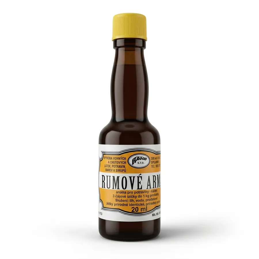 Rumové aroma do potravin Aroco v lahvičce o objemu 20 ml, tekutá konzistence