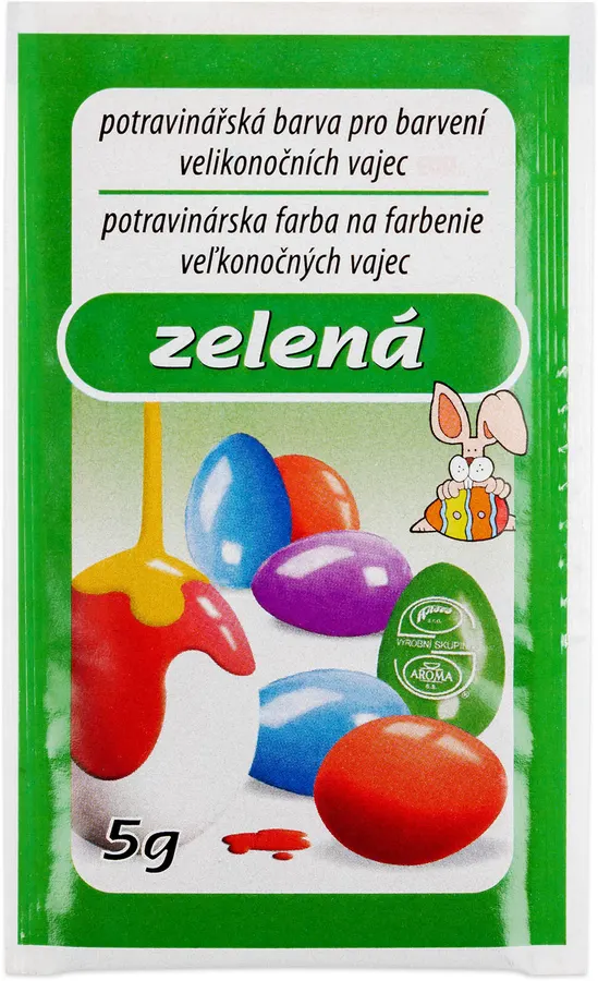 Zelená barva na velikonoční vejce v prášku, sáček 5 g od značky Aroco