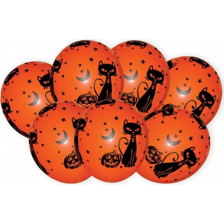 Sada sedmi nafukovacích balónků v halloweenském barevném provedení, balení 7 ks