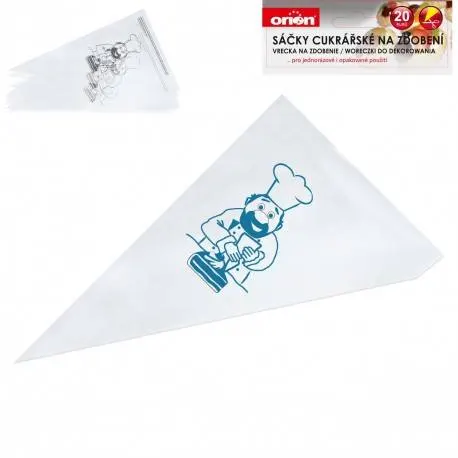 Balení 20 cukrářských sáčků Orion z plastu o délce 34,5 cm, bílé barvy