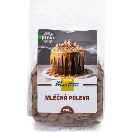 Mléčná cukrářská poleva Master Martini v balení 250 g, mléčně čokoládová barva