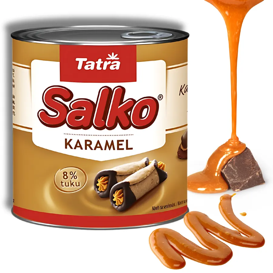 Tatra Salko karamel, zkaramelizované zahuštěné slazené mléko, plechovka 397 g