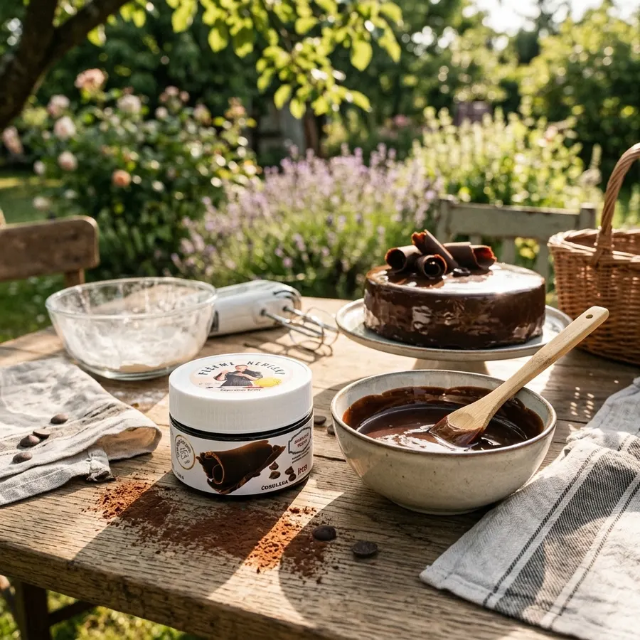 Čokoládová zrcadlová poleva IRCA v balení 250 g, tmavě hnědá lesklá hmota