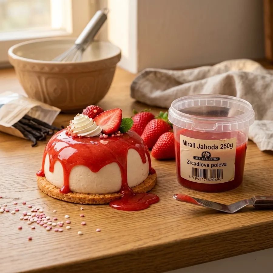 Červená zrcadlová jahodová poleva Mirall v balení 250 g, Master Martini