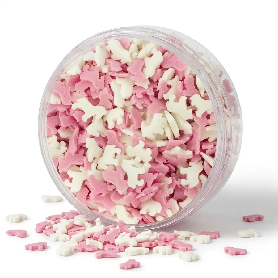 Cukrové figurky jednorožců v růžovo-bílé barvě, balení 50 g