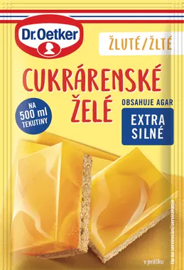 Žluté cukrářské želé Dr. Oetker v balení 10 g, sypká želírující směs