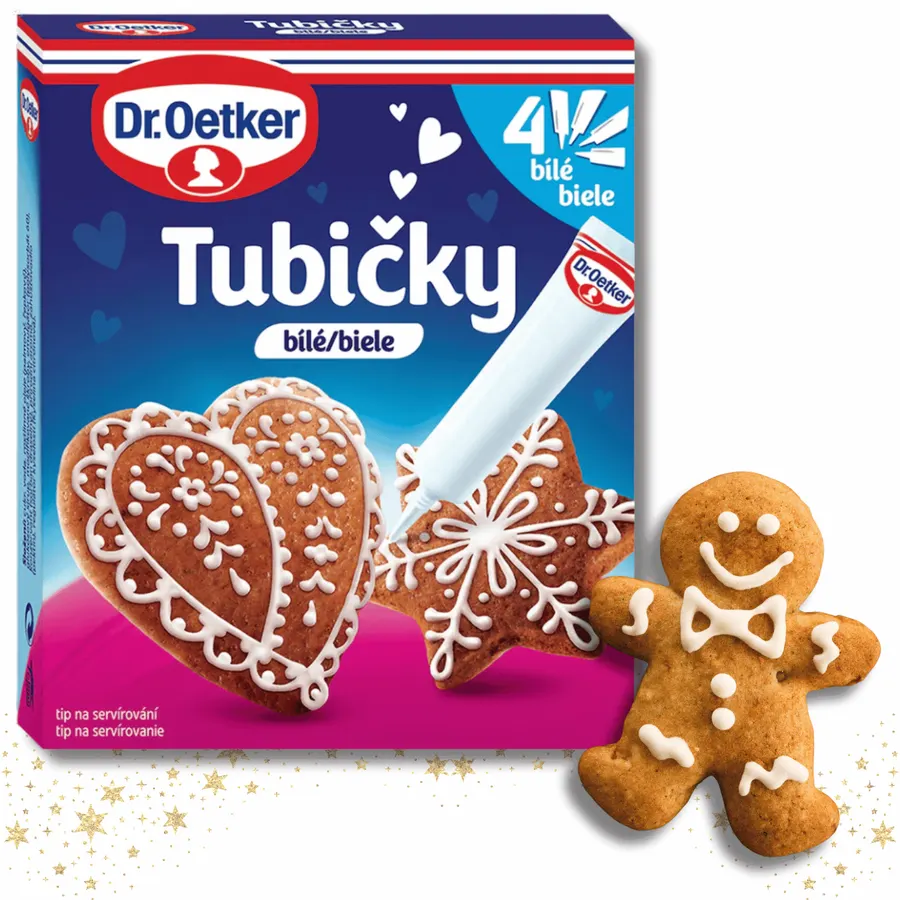 Bílá zdobicí poleva v tubičce Dr. Oetker, balení 76 g