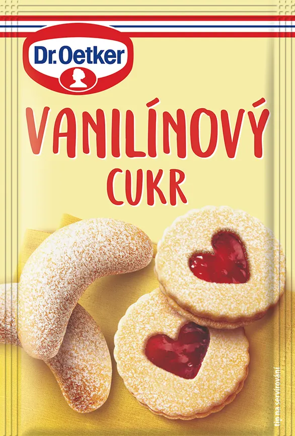 Balení vanilínového cukru Dr. Oetker 20 g, bílý sáček s vanilkovým aroma na pečení