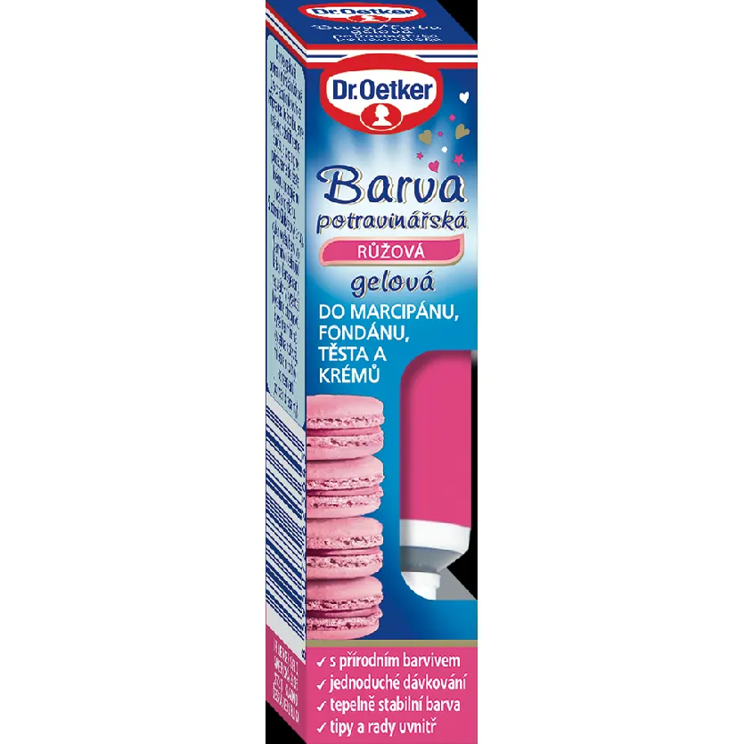 Tuba růžové gelové potravinářské barvy Dr. Oetker o hmotnosti 10 g