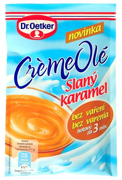Puding Créme Olé v příchuti slaného karamelu, prášek v balení 53 g od značky Dr. Oetker