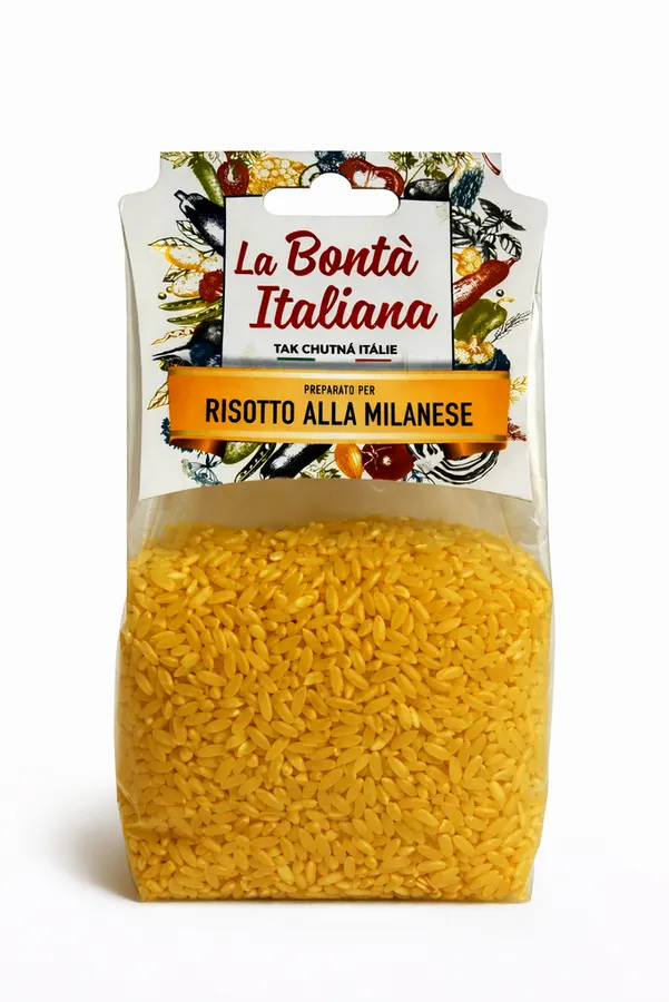 Balení italské rýže se šafránem a kurkumou na rizoto Milanese, hmotnost 275 g
