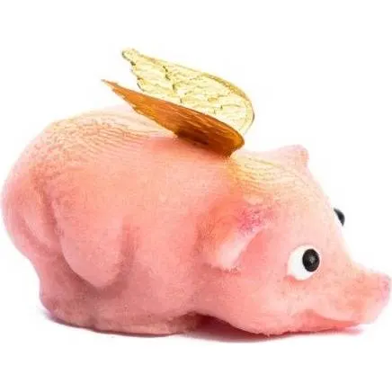 Marcipánová figurka zlatého prasátka 2,5 x 5 cm, 25 g, zlatý povrch, jedlá dekorace na dort