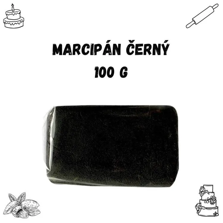 Černý marcipán Frischmann v balení 100 g, sytě tmavý modelovací mandlový marcipán