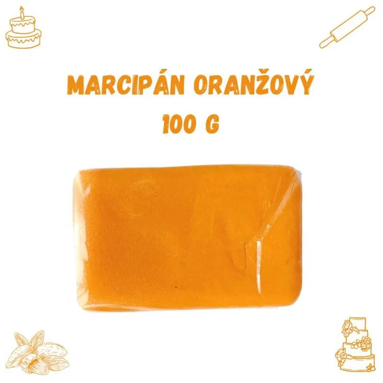 Oranžový marcipán Frischmann v tabulce 7,5x4,5 cm, balení 100 g, pro modelování a zdobení dortů