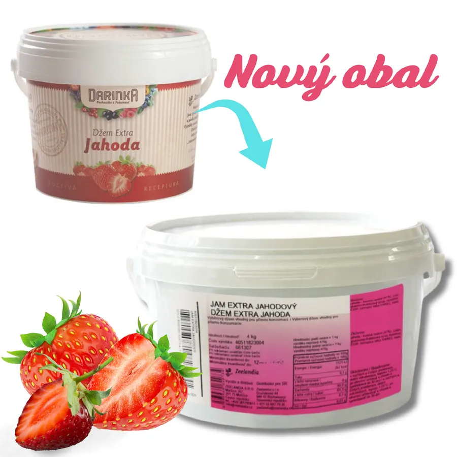 Jahodový džem Zeelandia Darinka v 4kg kbelíku, červená ovocná náplň