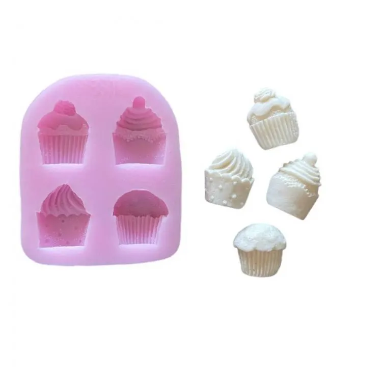 Silikonová forma s motivy dortíků a cupcakes pro výrobu drobných cukrářských ozdob z fondánu, marcipánu nebo čokolády