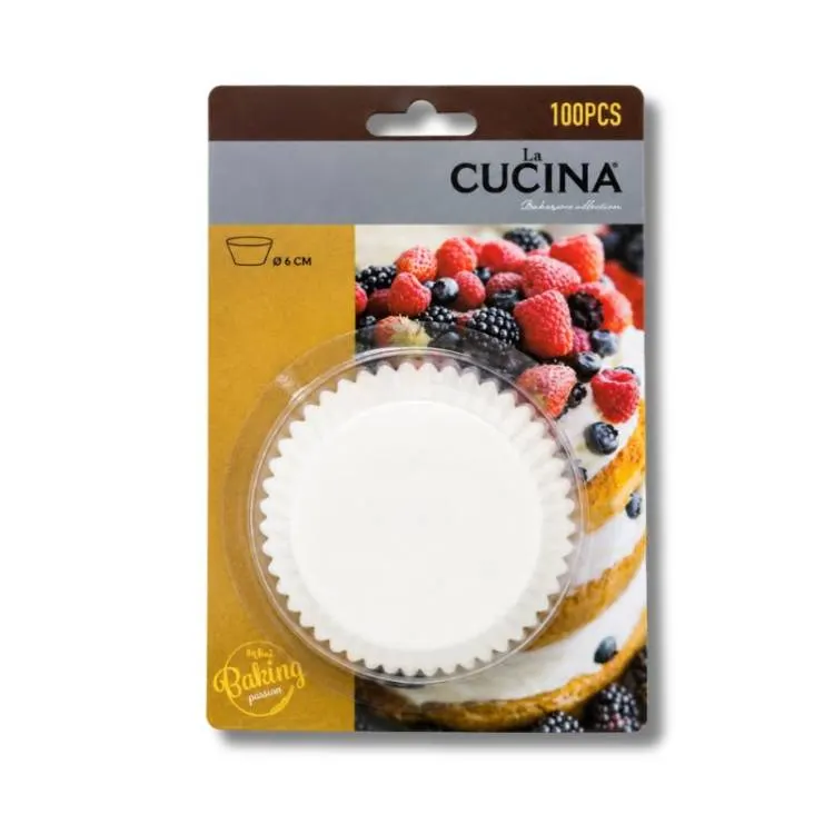 Bílé papírové košíčky na muffiny o průměru 9 cm, balení 100 kusů