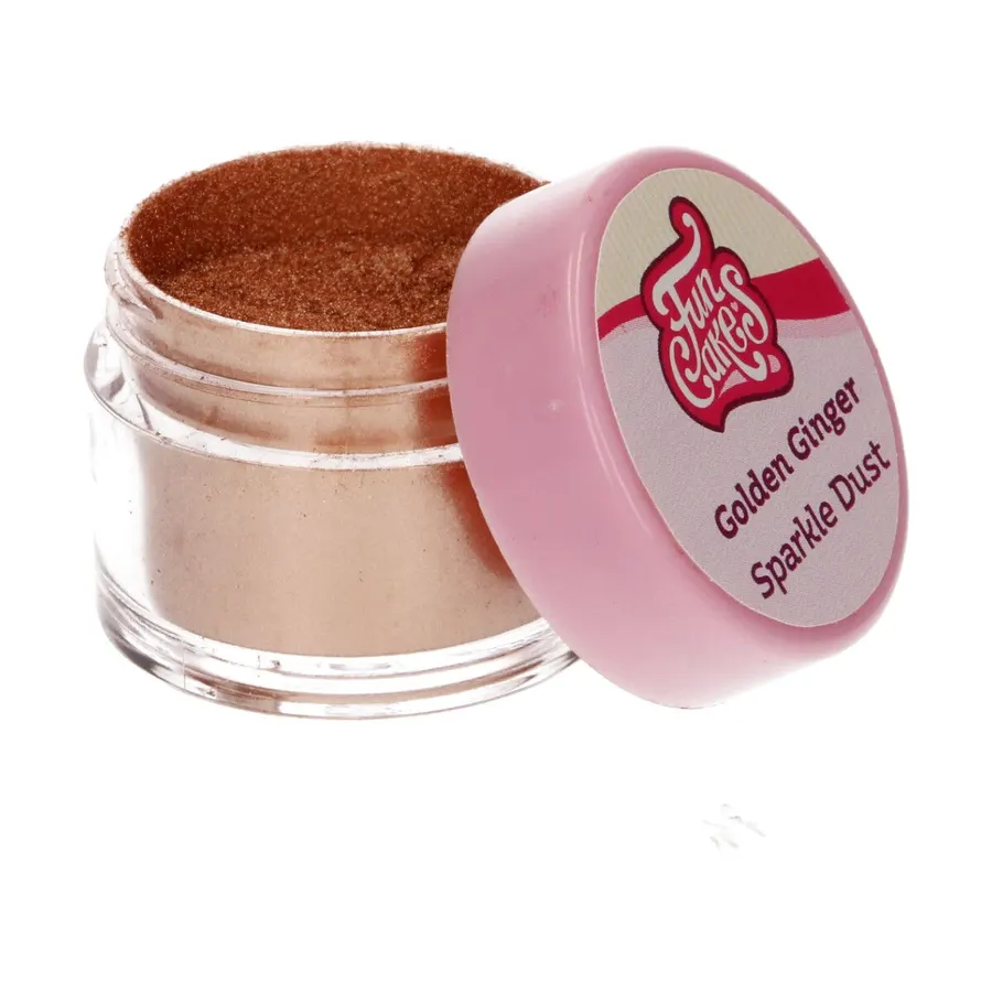 Zlatá prachová barva FunCakes Ginger v balení 3,5 g, jemný třpytivý prášek na dekorace