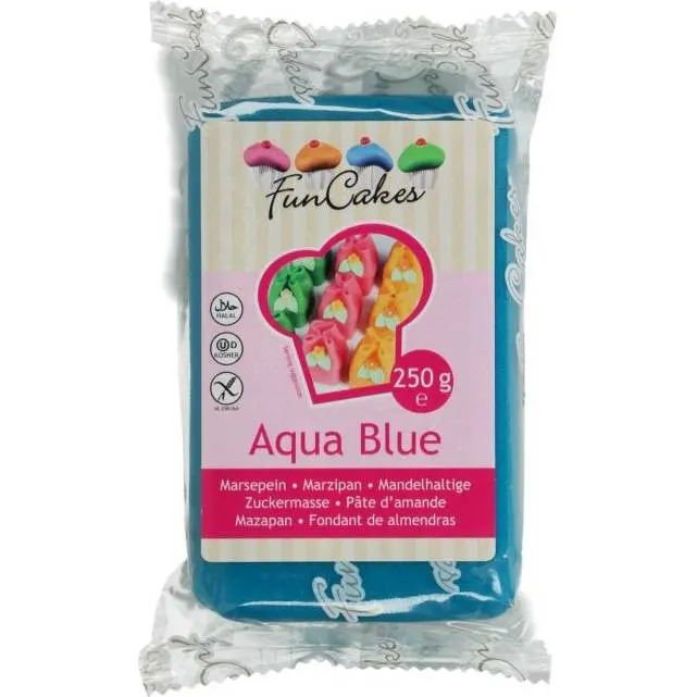 Tyrkysově modrý marcipán Aqua Blue v balení 250 g od značky FunCakes
