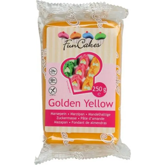 Zlatě žlutý marcipán FunCakes v balení 250 g pro modelování a zdobení dortů