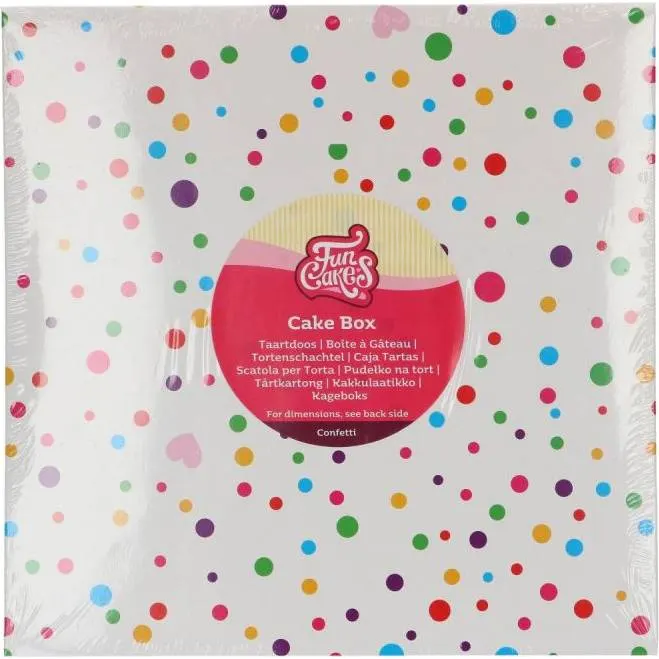 Dortová krabice FunCakes s konfetovým vzorem, rozměr 25 x 25 x 15 cm