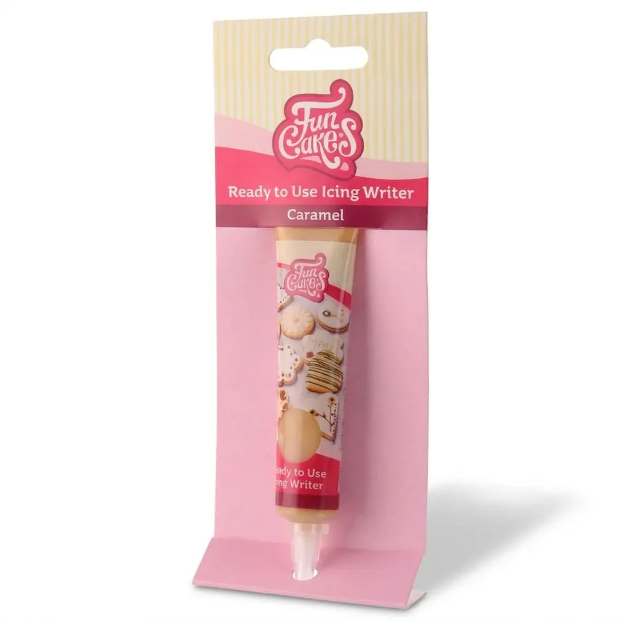 Tubička karamelové zdobicí polevy FunCakes o hmotnosti 25 g, zlatohnědá barva