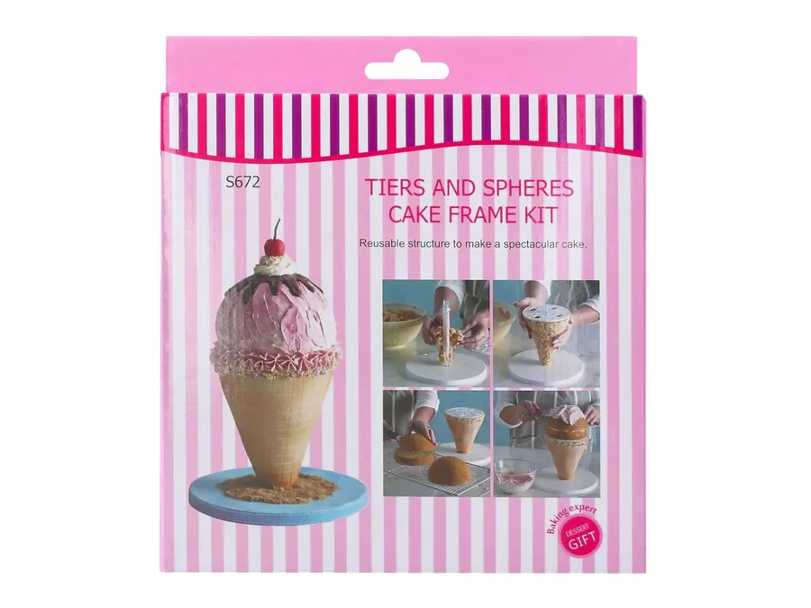 Plastový separační stojánek na dorty Cake Masters, sada s deskou 25 cm a dvěma platformami, bílý