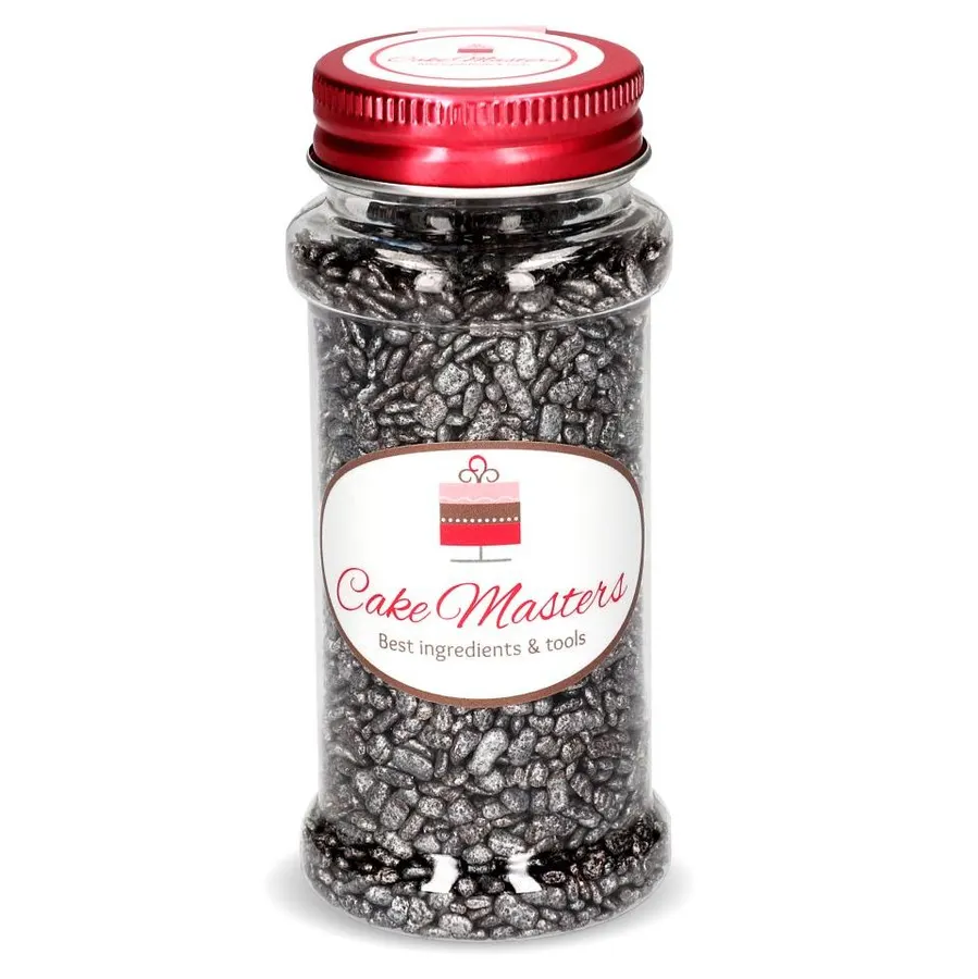 Stříbrné cukrářské kamínky na zdobení, třpytivé kuličky v balení 80 g, Cake Masters