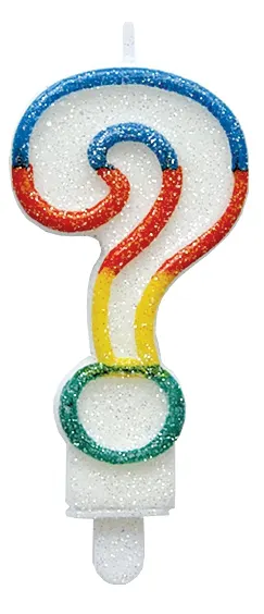 Narozeninová dortová svíčka ve tvaru otazníku se lesklým povrchem, zlatá barva, 9 × 3,5 cm