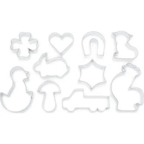 Sada deseti plastových vykrajovátek různých tvarů pro vánoční pečení perníčků
