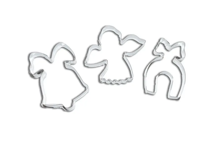 Sada tří vánočních vykrajovátek Felcman, kovové tvary o průměru cca 4,2 cm pro vykrajování cukroví