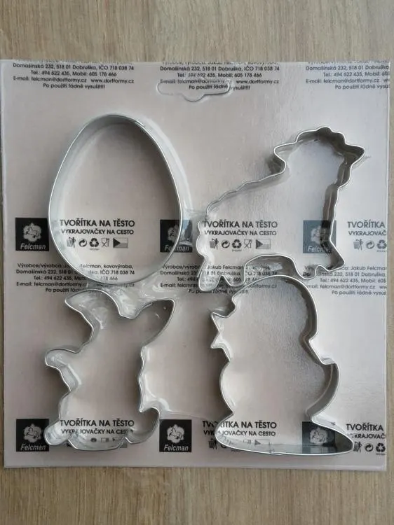 Sada čtyř velikonočních vykrajovátek z pocínovaného plechu, rozměr 60 mm, stříbrná barva