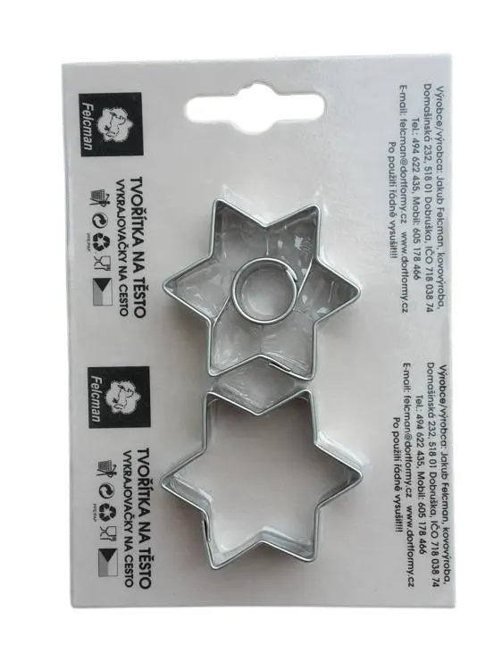 Nerezové vykrajovátko ve tvaru hvězdy, rozměr cca 48 mm, sada pro vánoční pečivo