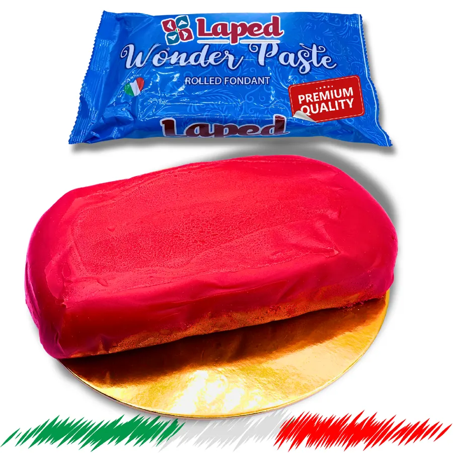 Červená potahovací hmota na dort LAPED, balení 1 kg, hladký vláčný blok