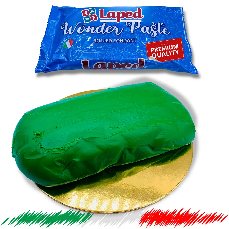 Zelená potahovací hmota na dorty LAPED, balení 1 kg, italský výrobek v plastovém obalu