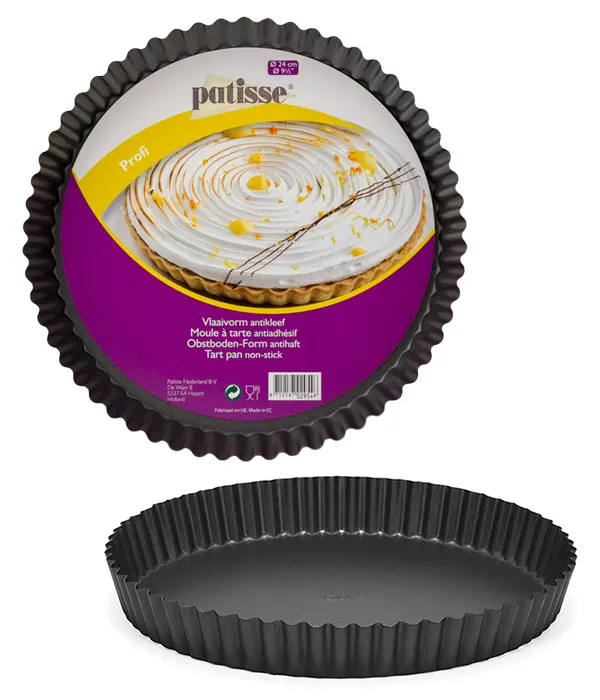 Kulatá forma na koláč Patisse o průměru 24 cm a výšce 3 cm, pro pečení koláčů a tartů
