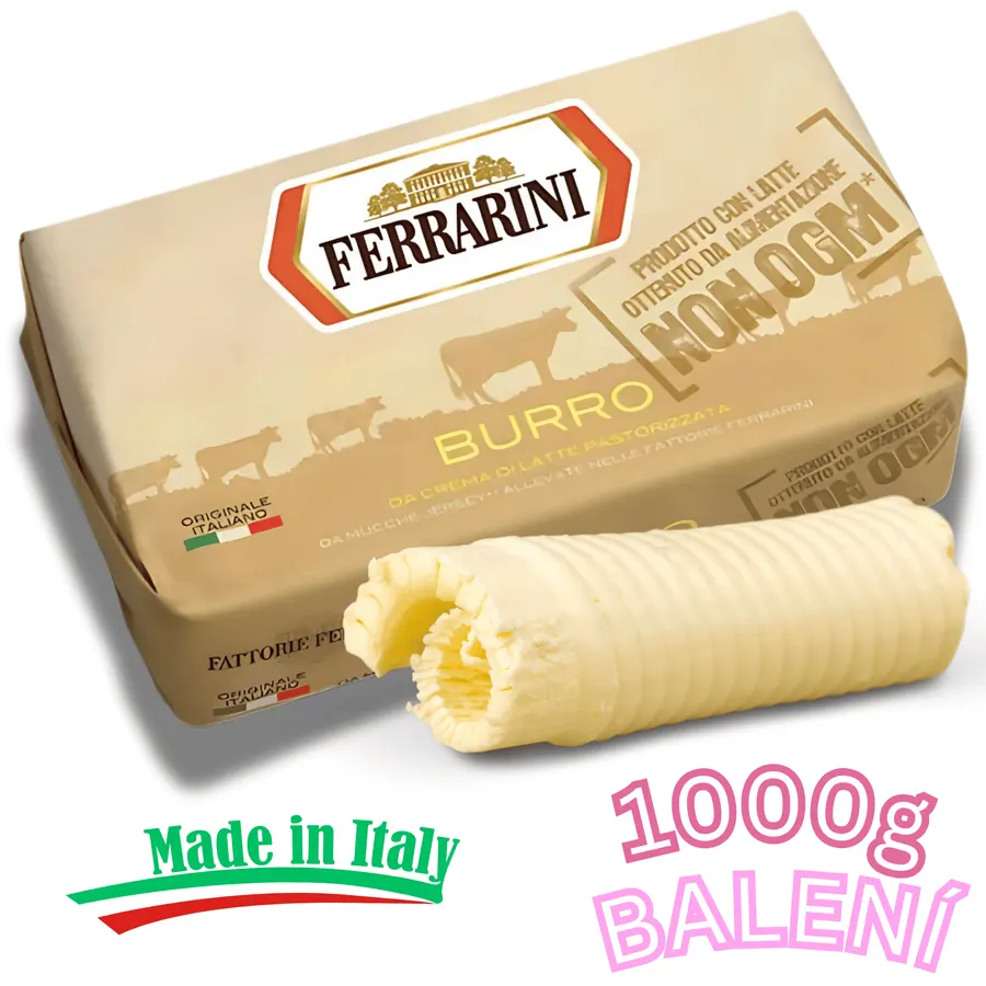 Máslo Ferrarini na pečení, italské máslo s 83% obsahem tuku, balení 1000 g