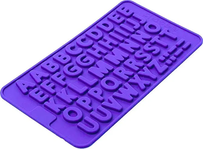 Silikonová forma Alvarak s písmeny abecedy pro čokoládové a fondánové dekorace, výška písmen 1,8 cm