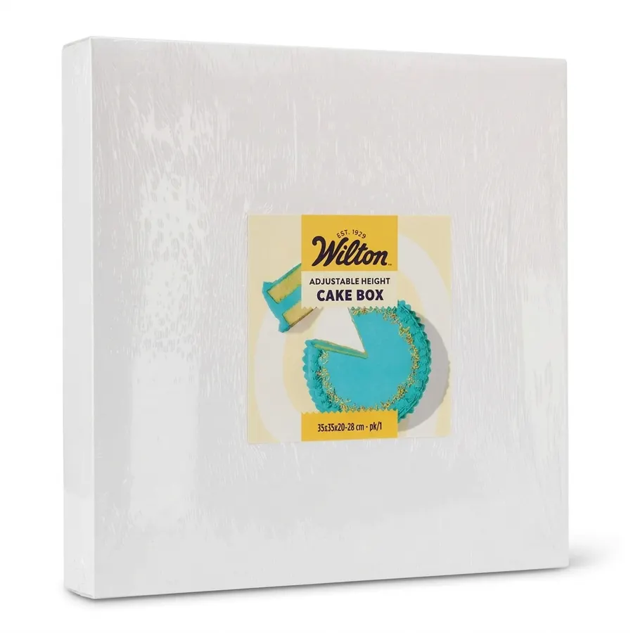 Bílá dortová krabice Wilton 35 x 35 cm s nastavitelnou výškou 20 až 28 cm