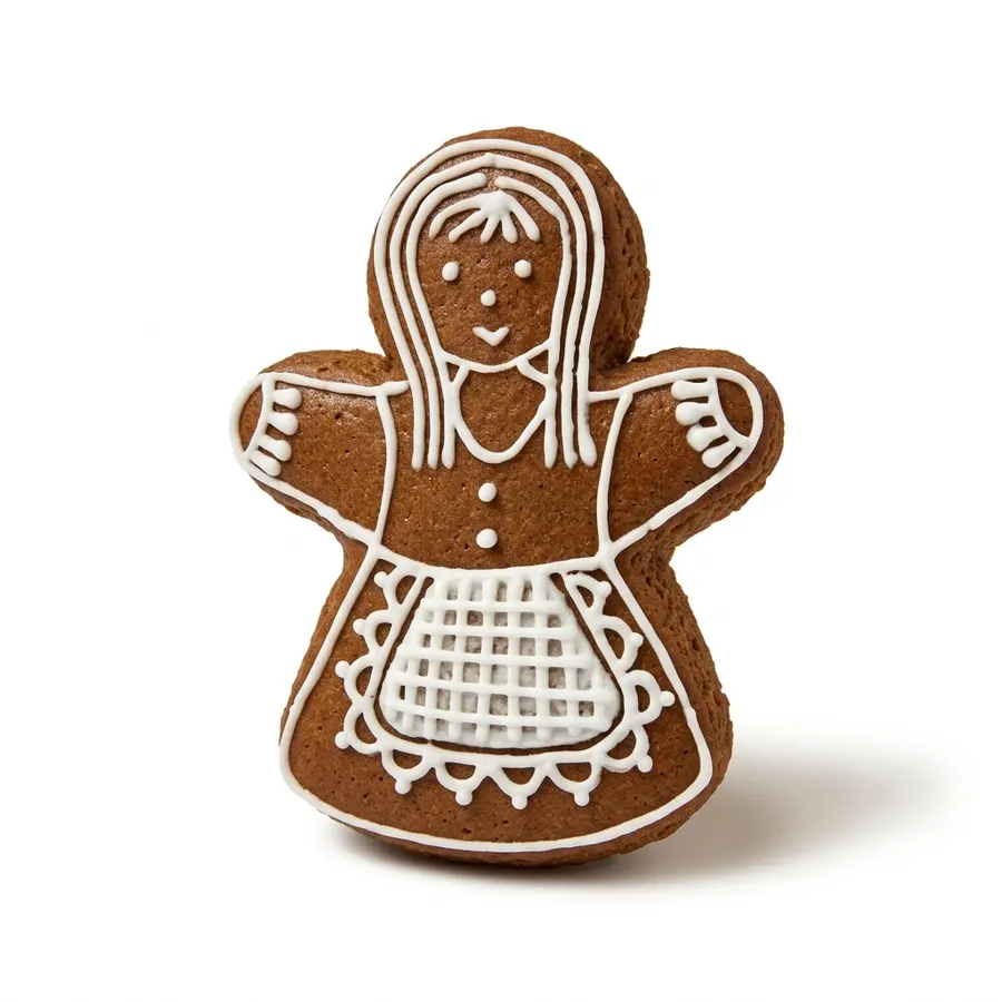 Nerezové vykrajovátko ve tvaru panenky, stříbrný kovový lesk, velikost 6,5 cm