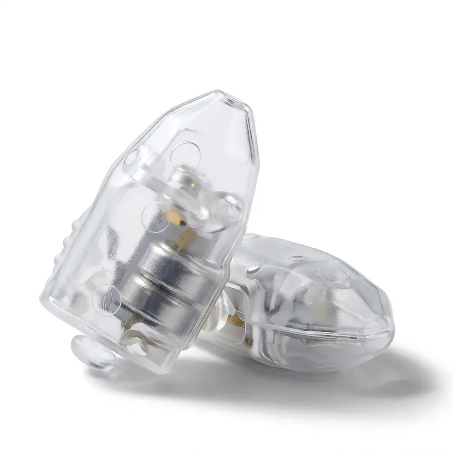 Dvě bílá LED světélka do balónků a lampionů, plastová, cca 3 × 1,5 cm, v balení 2 ks